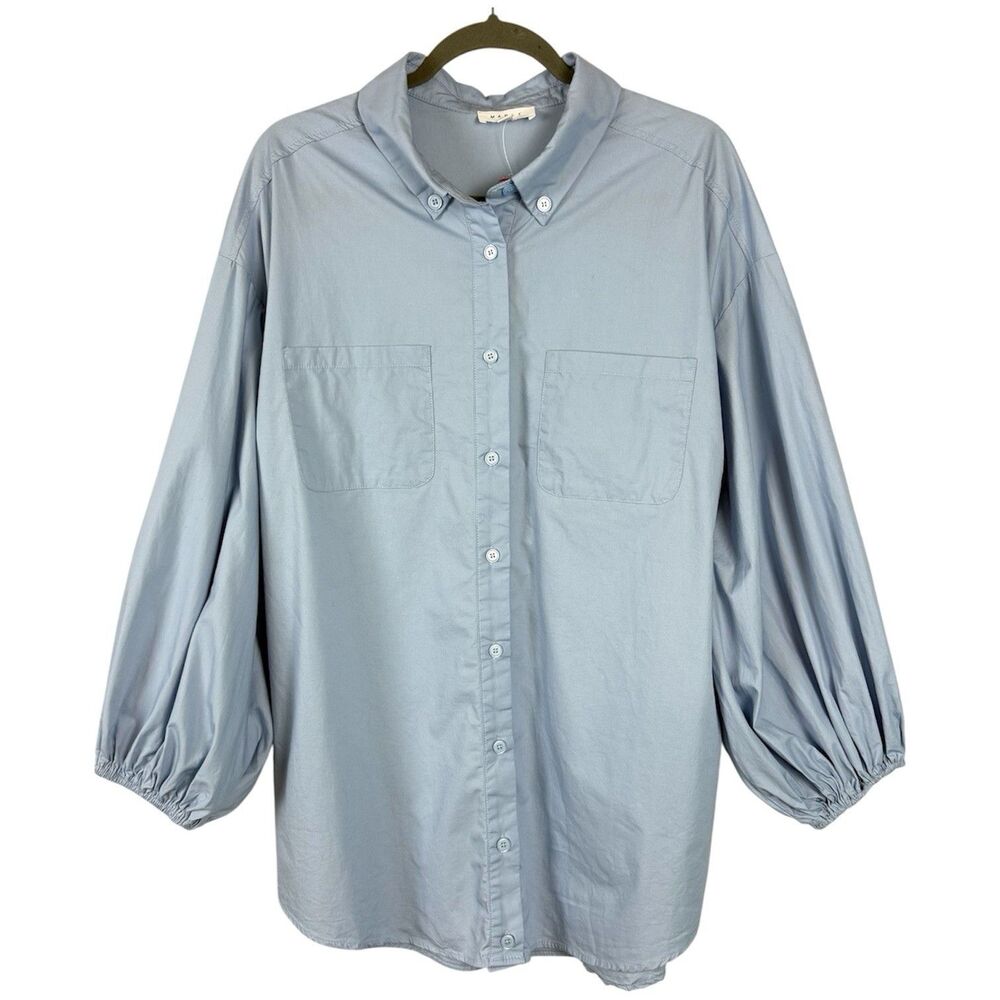 Anthropologie Mable Oversized Tunic Blouse Sky Blue Womens S Balloon Sleeve NWOT